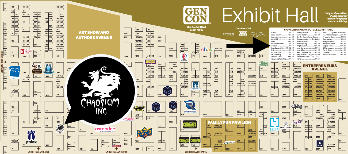 Gen Con 2024 Map - Chaosium location