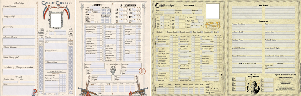 Updates to our Call of Cthulhu Character Sheet