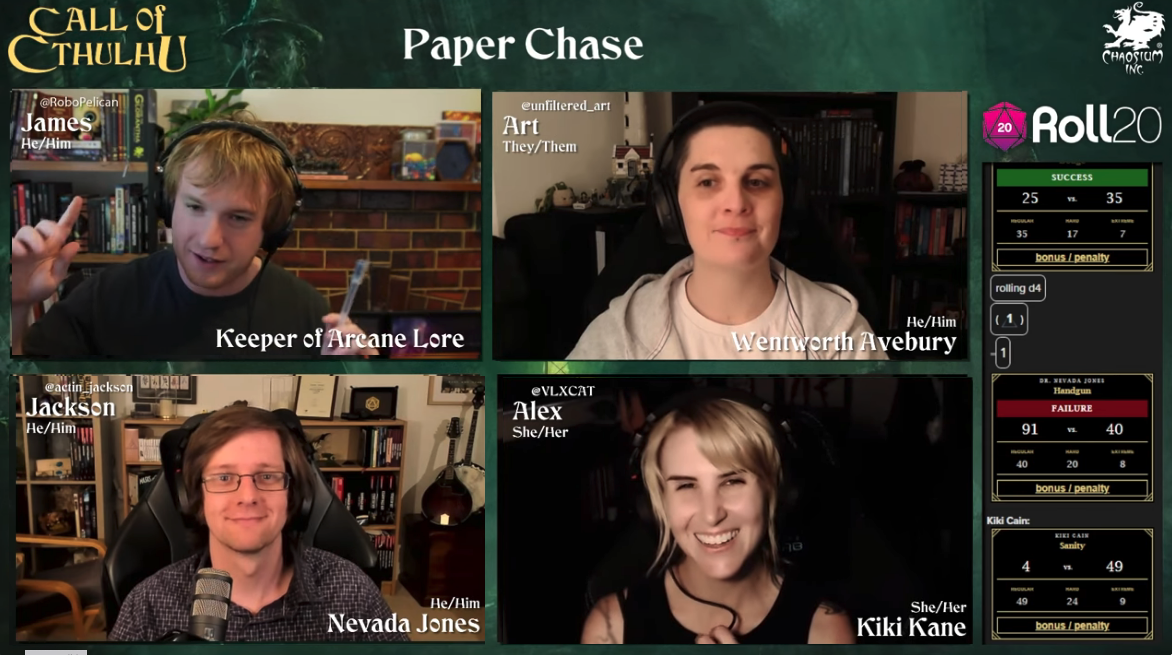 The Stream of Chaos plays Paper Chase from the Call of Cthulhu Starter Set