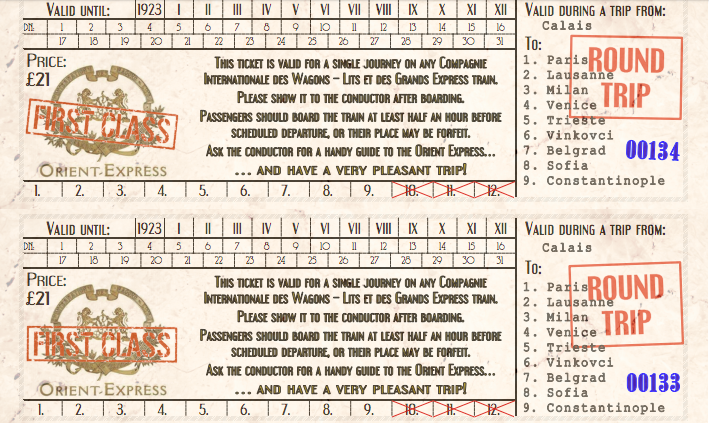 Orient Express tickets - Chaosium, Miskatonic Repository